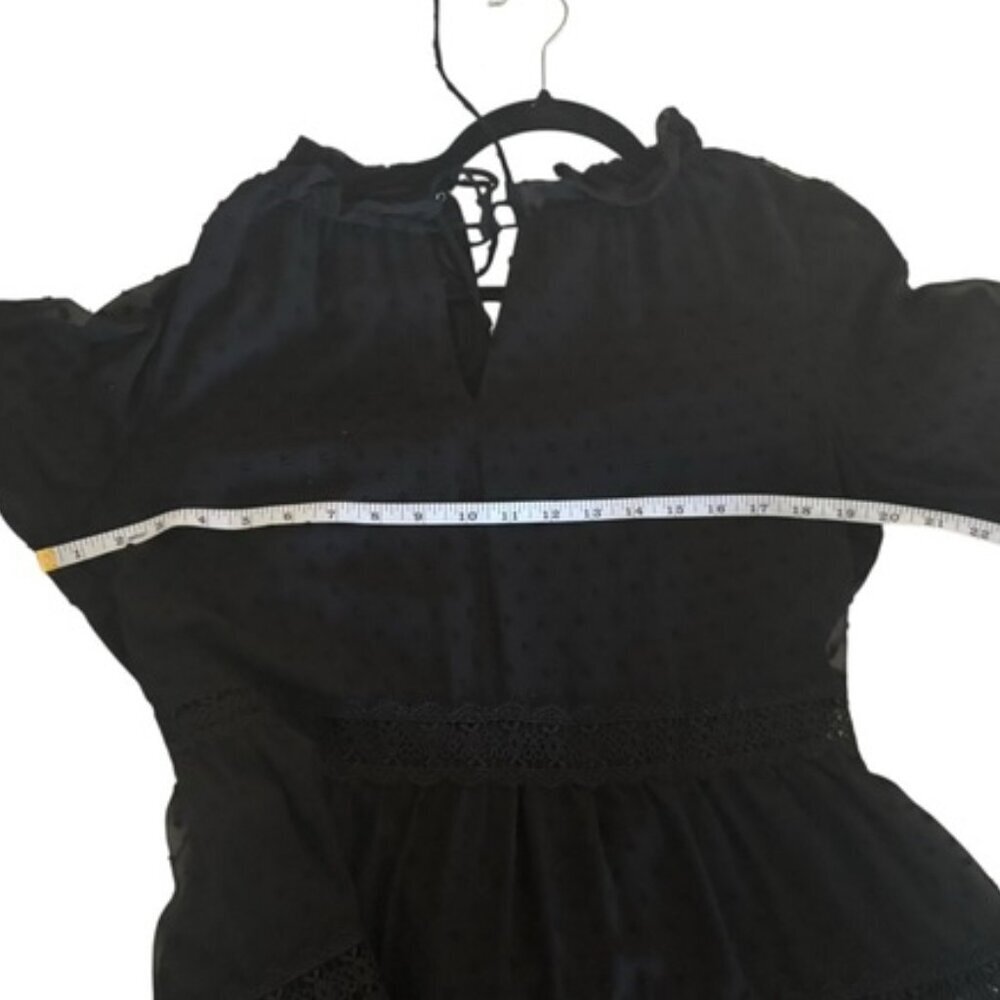 Aqua Swiss Dot Tiered Chiffon Dress Black Size Large - Picture 9 of 12